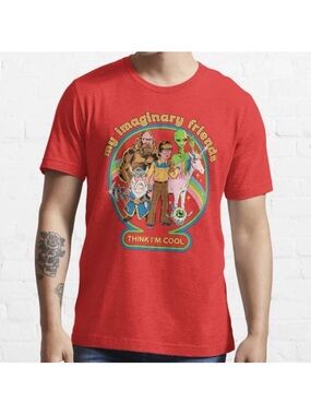 Steven Rhodes  Red 'My Imaginary Friends' Graphic Tee Size Small